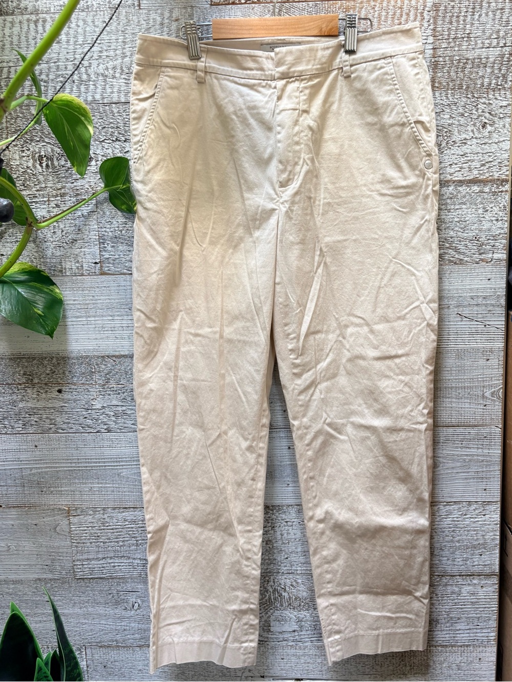 Scotch & Soda MS | "Abott" Tropical Straight Chino Trousers - Ivory, 31-32/27
